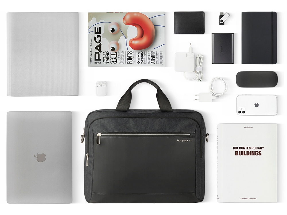 Портфель мужской BUGATTI Sera, антрацитовый, полиэстер, 40х11х34 см-5