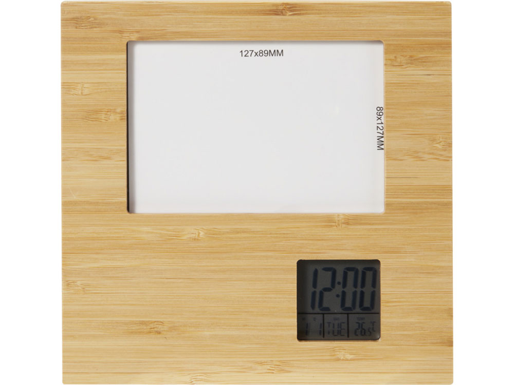 Бамбуковая фоторамка Sasa с метеостанцией, натуральный-1