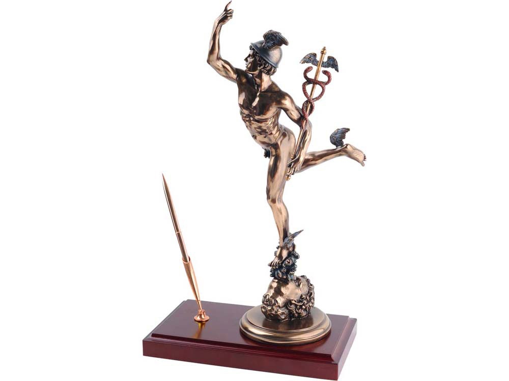 Настольный прибор Меркурий, бронзовый/красное дерево-0