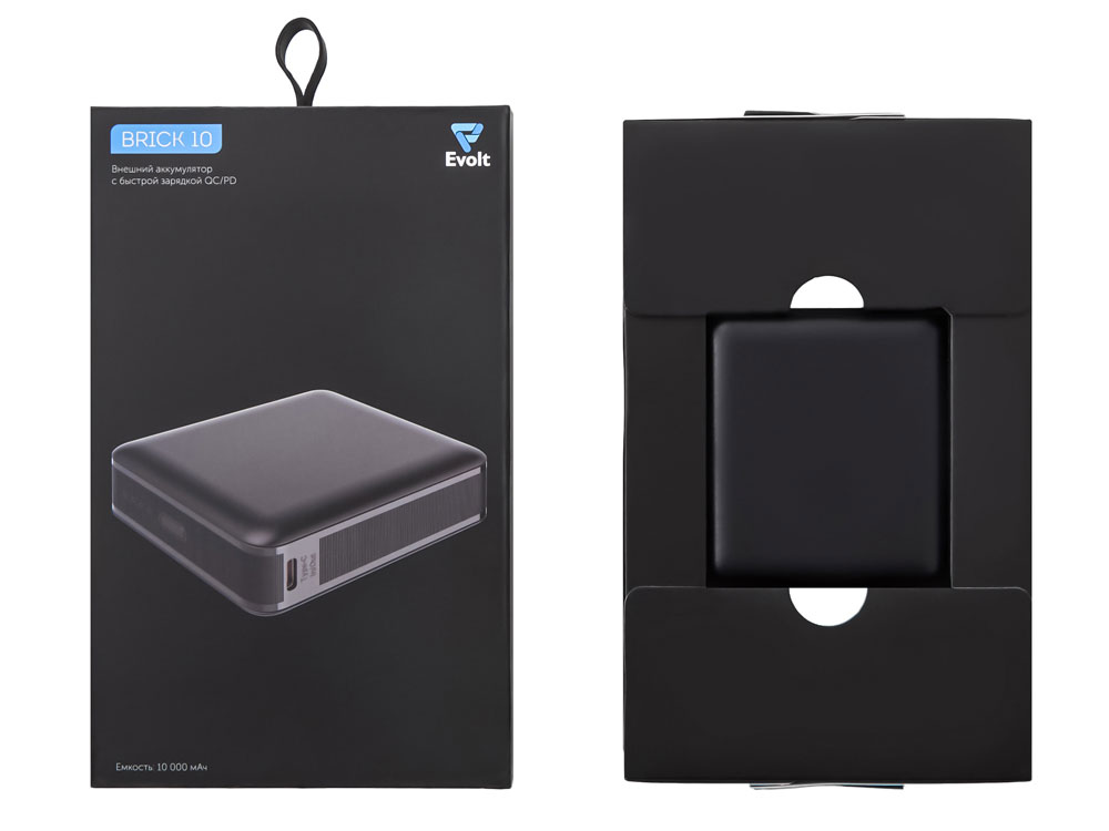 Внешний аккумулятор Brick 10 с быстрой зарядкой QC/PD, 10000 мАч, черный-8