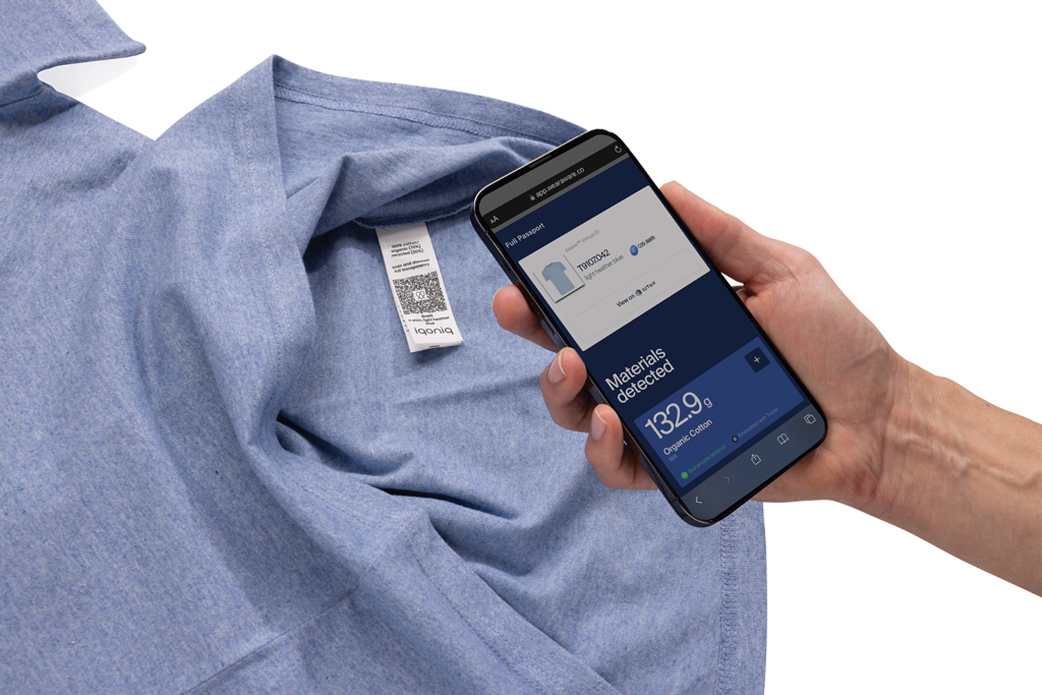 Футболка Iqoniq Brett из переработанного хлопка AWARE™, унисекс, 180 г/м²-1