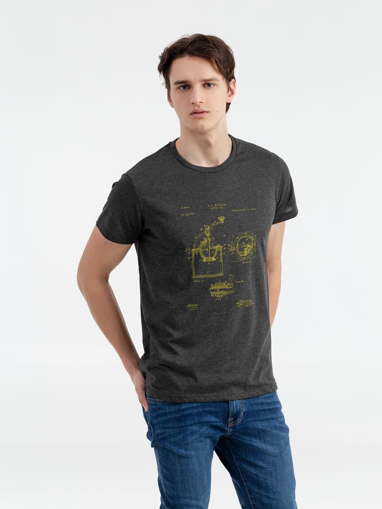 Футболка приталенная Old Patents. Coffee Mill, черный меланж-0