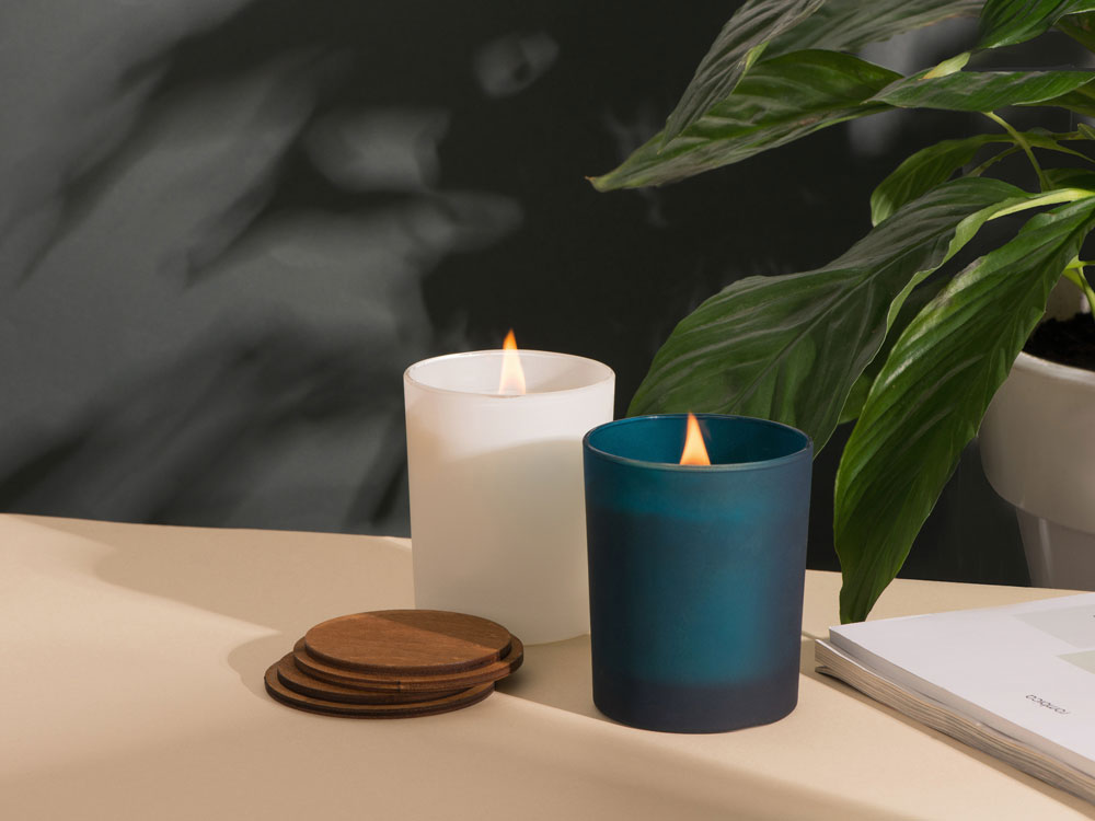 Свеча соевая ароматическая в стекле Niort, синяя-7