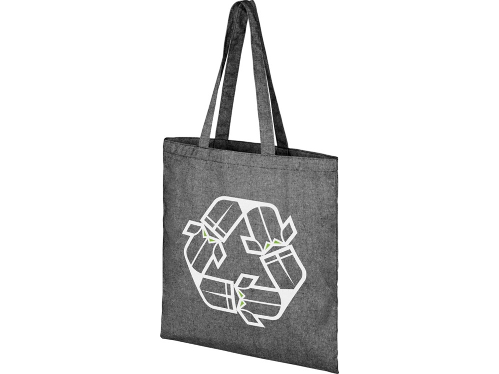 Эко-сумка Pheebs из переработанного хлопка, плотность 210 г/м2, черный меланж-2