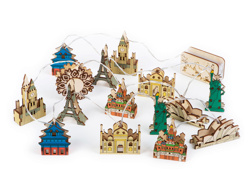 Ёлочная гирлянда с лампами в подарочной коробке Достопримечательности мира-1