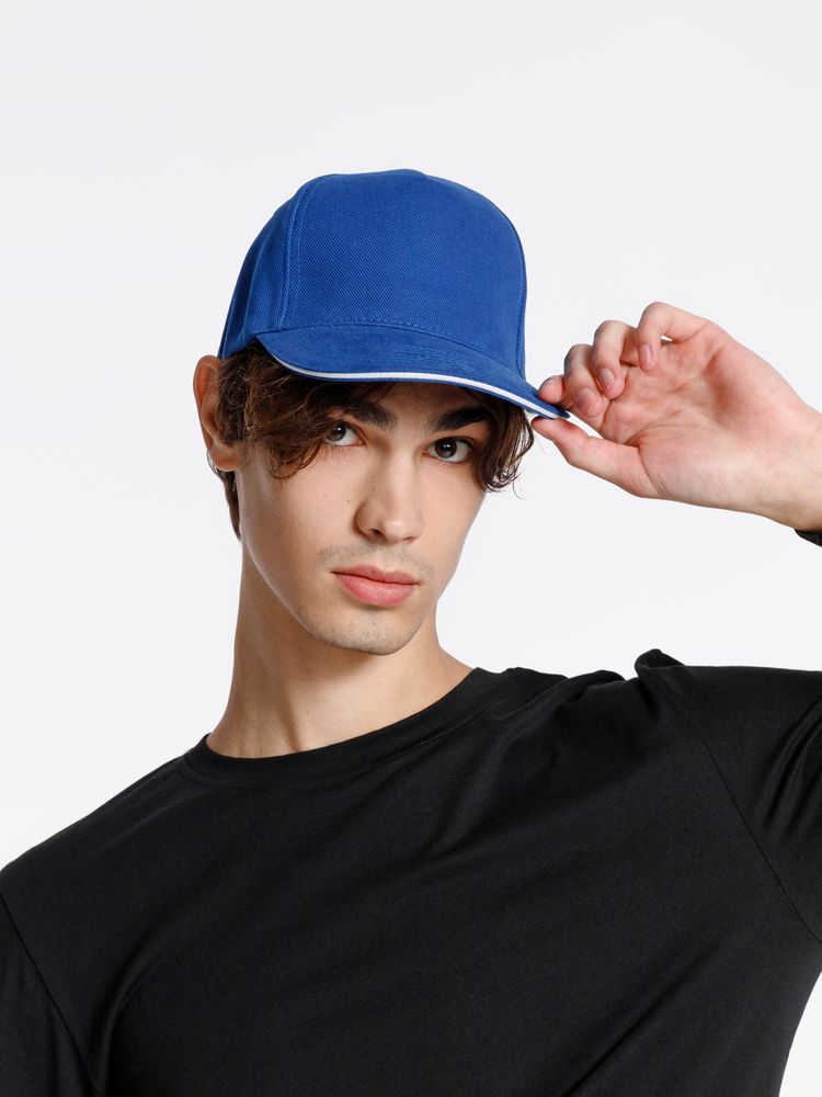 Бейсболка Classic, ярко-синяя с белым кантом-2