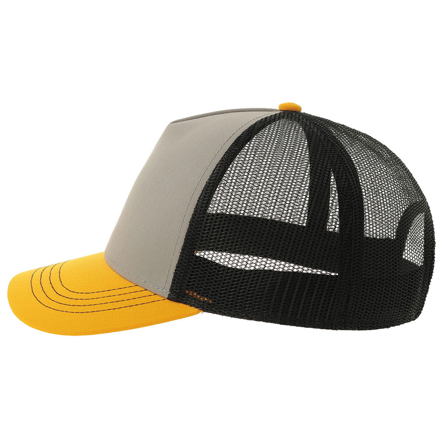 Бейсболка RAPPER CANVAS-S, 5 клиньев, пластиковая застёжка, серый, желтый, чёрный-6