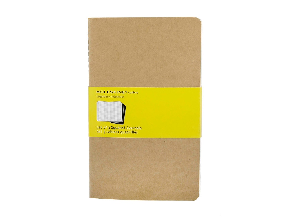 Записная книжка Moleskine Cahier (в клетку, 3 шт.), Large (13х21см), бежевый-2