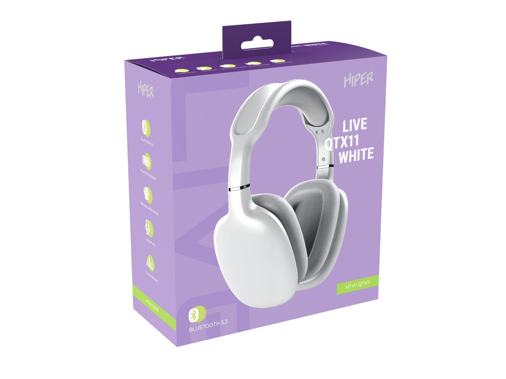 HIPER Наушники накладные Bluetooth HIPER Live белый HTW-QTX11-3