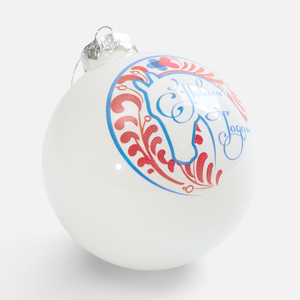 Елочный шар Finery Gloss, 10 см, глянцевый белый-3