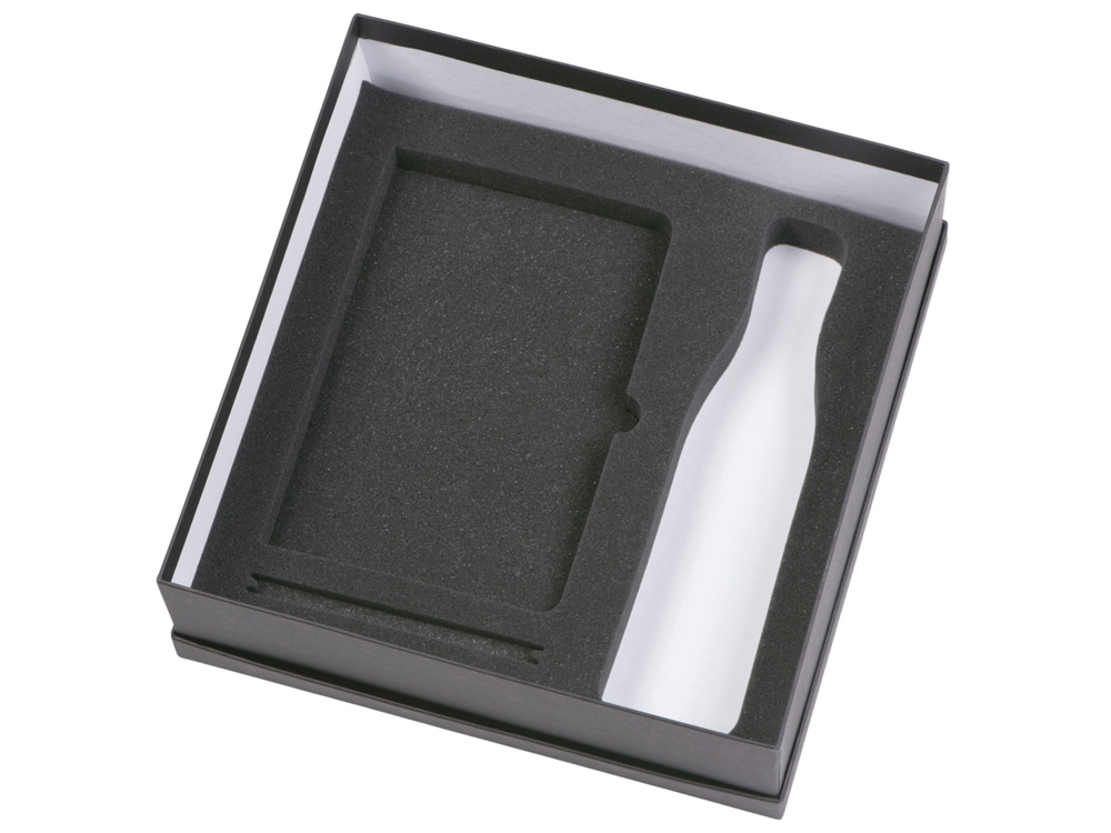 Подарочный набор с блокнотом С3, металлической ручкой и термобутылкой, темно-синий-2