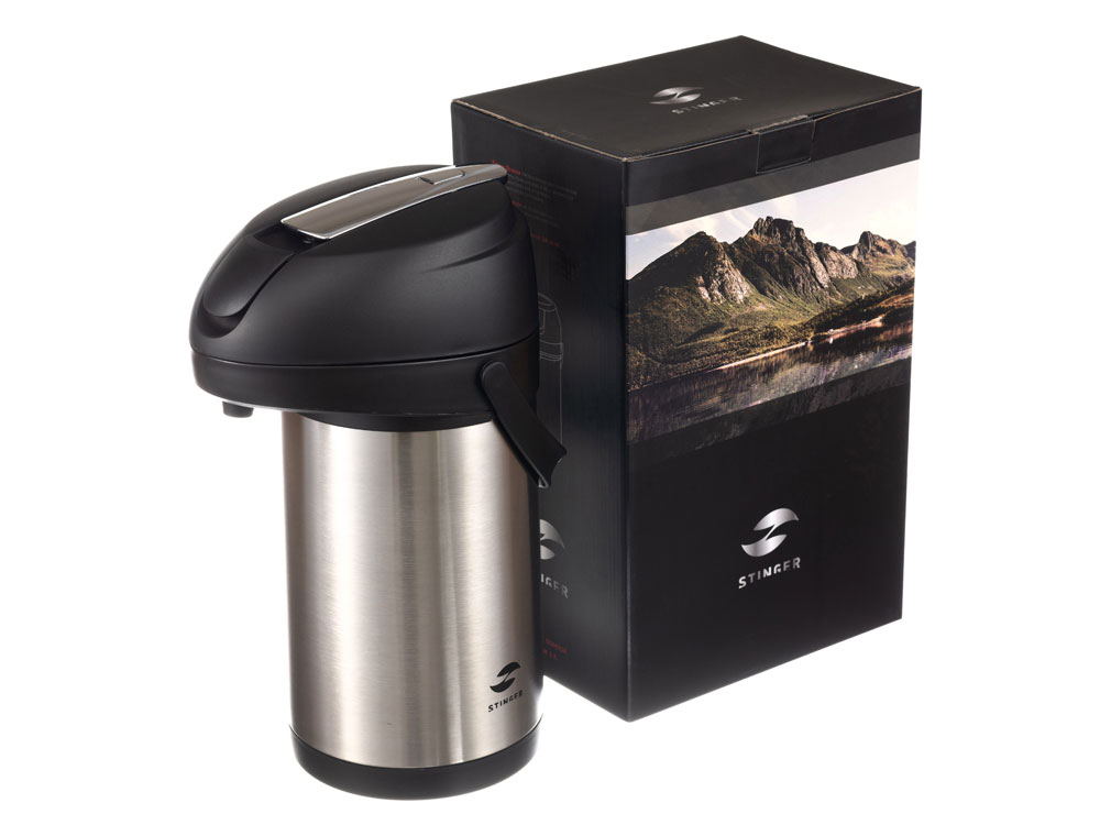 Термос с помпой Stinger, 3 л, широкий, нержавеющая сталь, серебристый, 24,4 х 17,5 х 37,2 см-5