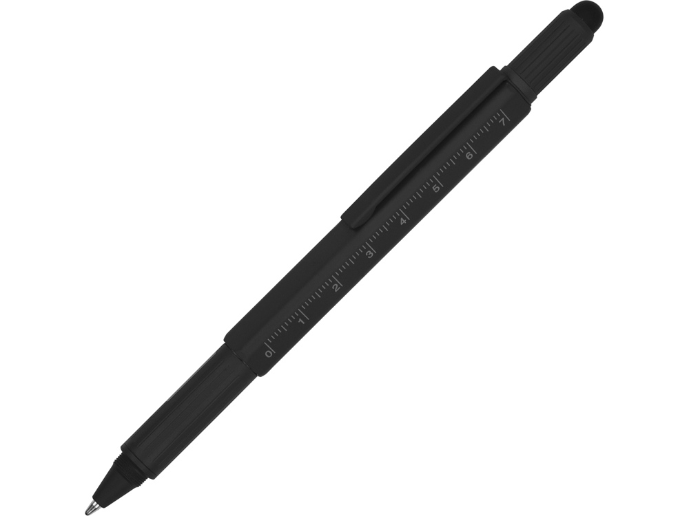 Ручка шариковая металлическая Tool, черный. Встроенный уровень, мини отвертка, стилус-0
