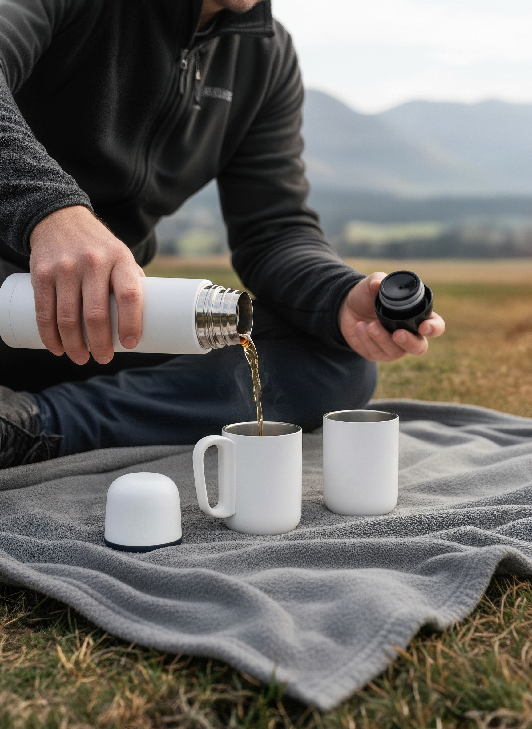 Набор "Гейзер" (термос, 2 кружки), покрытие пудра-1