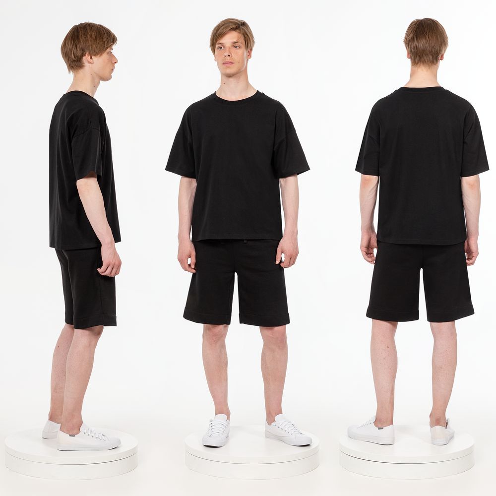 Футболка унисекс оверсайз T3, черная-4