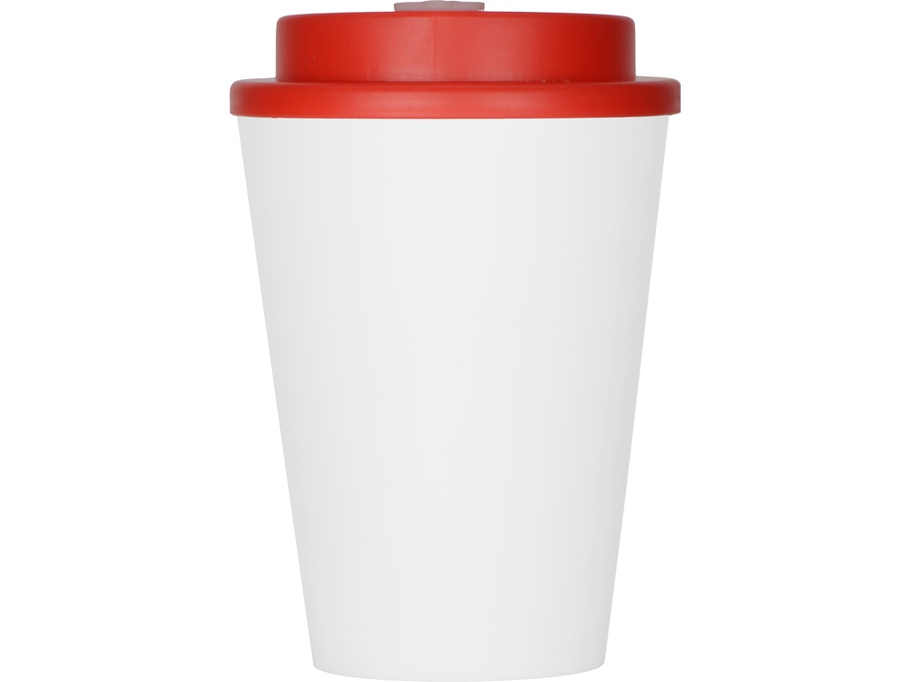 Пластиковый стакан Take away с двойными стенками и крышкой с силиконовым клапаном, 350 мл, белый/красный-3
