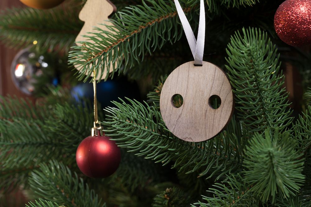 Деревянная подвеска Carving, в форме пуговицы Санты-3