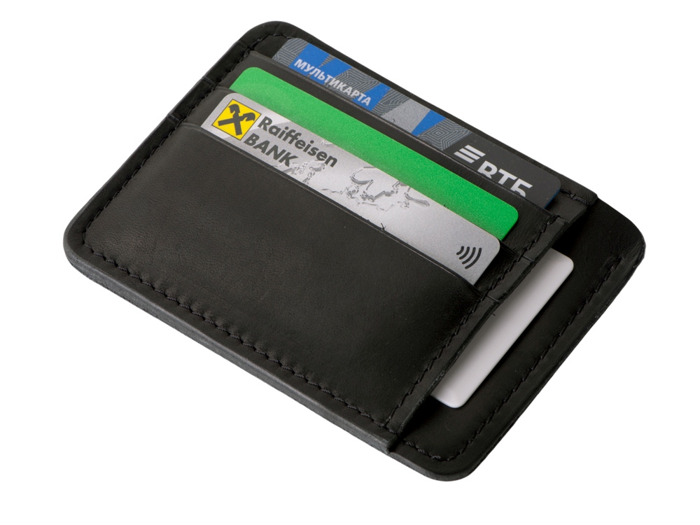 Картхолдер кожаный для автодокументов, черный-5