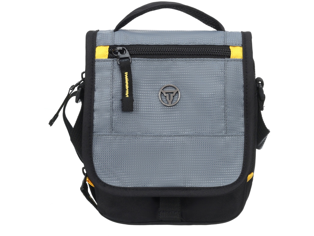 Сумка наплечная TORBER, черный/серый, полиэстер/добби, 15х5х22 см-0