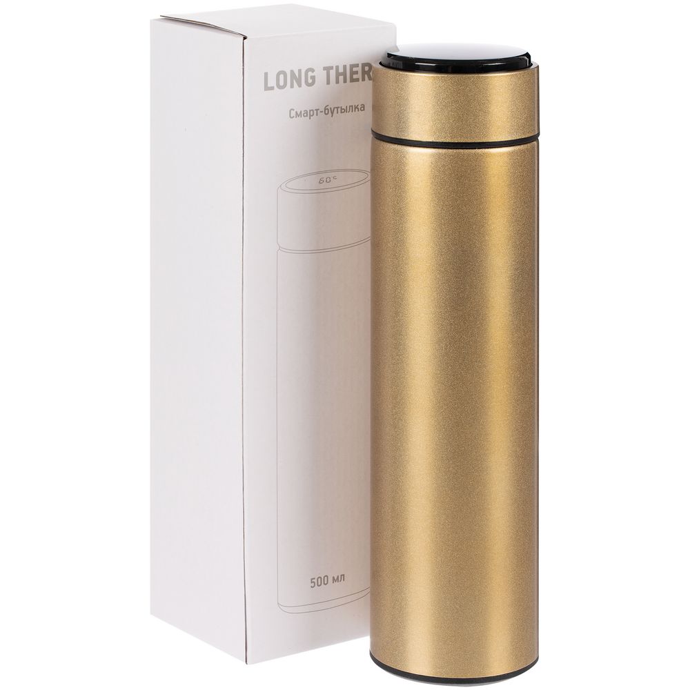 Смарт-бутылка с заменяемой батарейкой Long Therm, золотистая-5