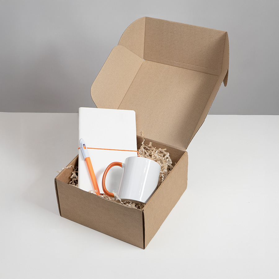 Набор подарочный WHITE VEIL: блокнот, ручка, кружка; белый/оранжевый, белый, оранжевый-2