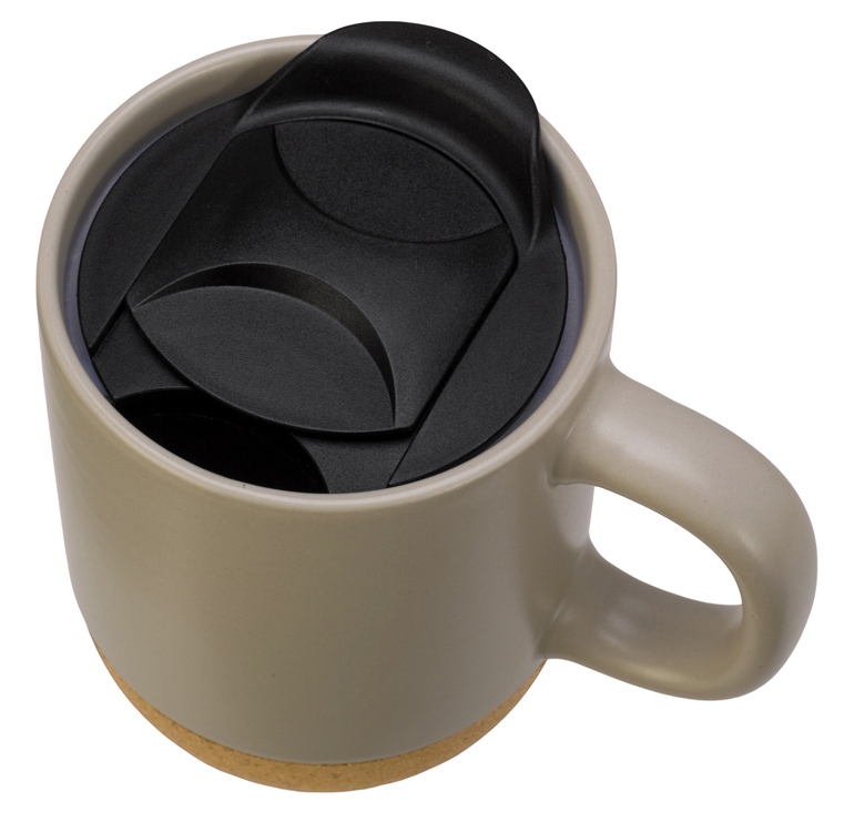 Кружка Denpasar с пробковым дном и крышкой, цветная с двух сторон, бежевый-1