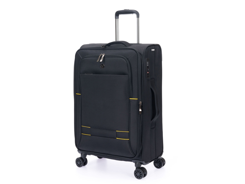 Чемодан TORBER Brosno, чёрный, нейлон 600D, 43,5 х 19 х 68 см, 56 л-0