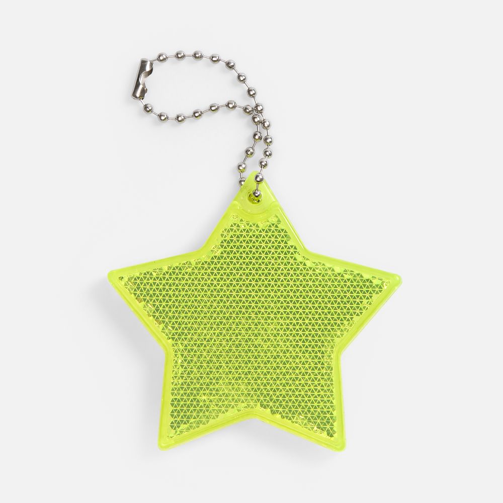 Пешеходный светоотражатель с цепочкой «Звезда», желтый неон-1
