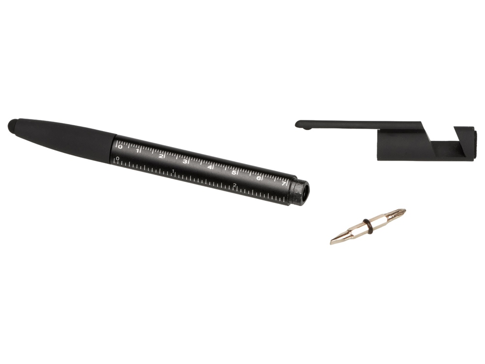 Ручка-стилус металлическая шариковая многофункциональная (6 функций) Multy, черный глянцевый-5