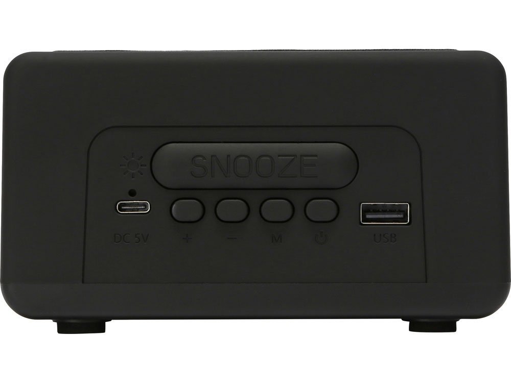 Беспроводная колонка с часами и функцией беспроводной зарядки Sentry, черный-7