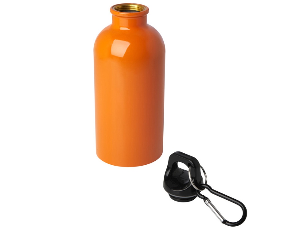 Одностенная бутылка для воды с карабином Oregon, изготовленная из нержавеющей стали, сертифицированной по стандарту RCS, объемом 400 мл - Оранжевый-2