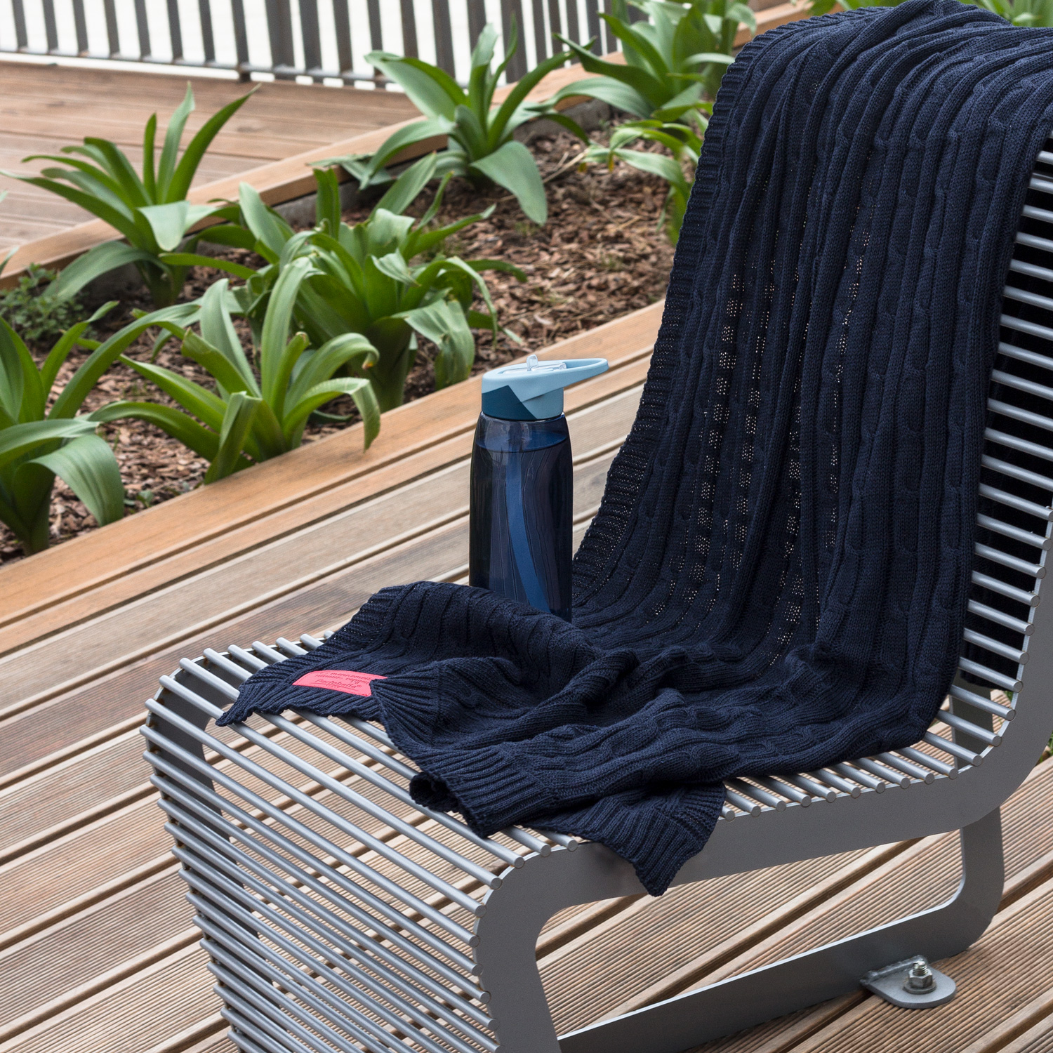 Плед Fado вязаный, темно-синий (без подарочной коробки)-8