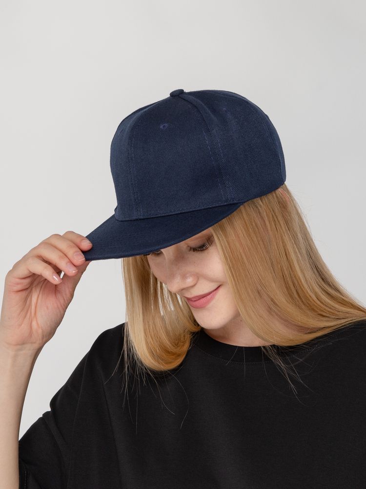 Бейсболка Snapback с прямым козырьком, темно-синяя-3