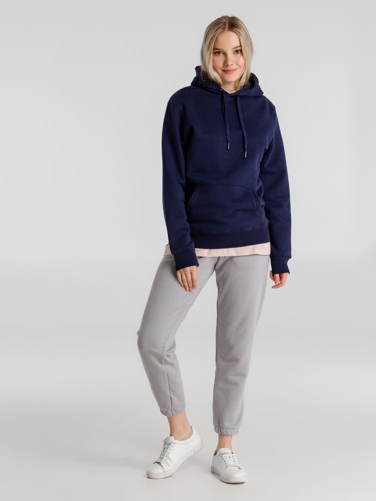 Толстовка с капюшоном унисекс King, темно-синяя-2