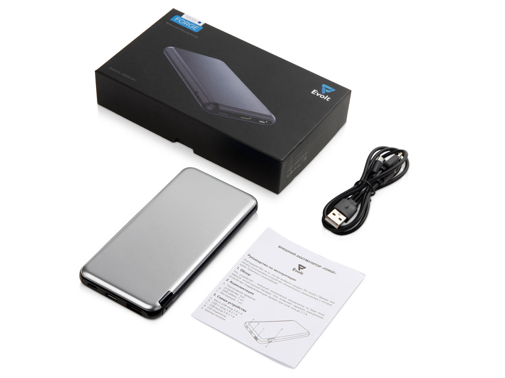 Внешний аккумулятор Forge v.2, металл, 10000mah, серебристый-6