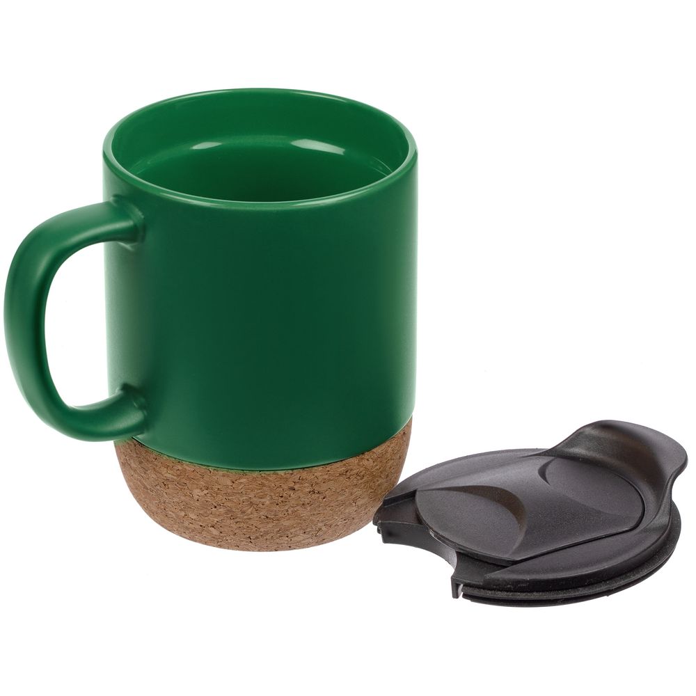 Кружка с пробковой подставкой Corky Walk, зеленая-2