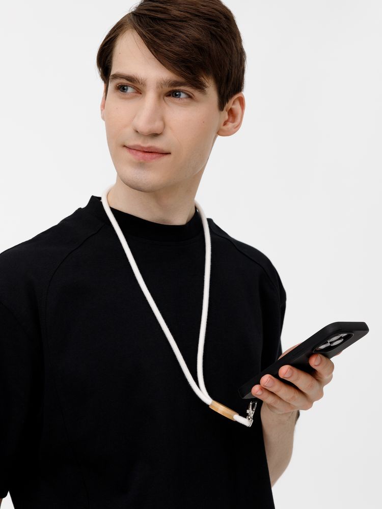 Шнурок для бейджа Tube Wood, белый-6