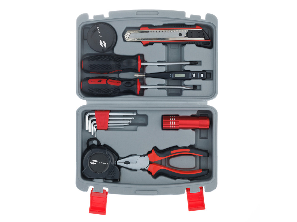 Набор инструментов Stinger, 13 инструментов, в пластиковом кейсе, 245х160x55 мм, серый-1