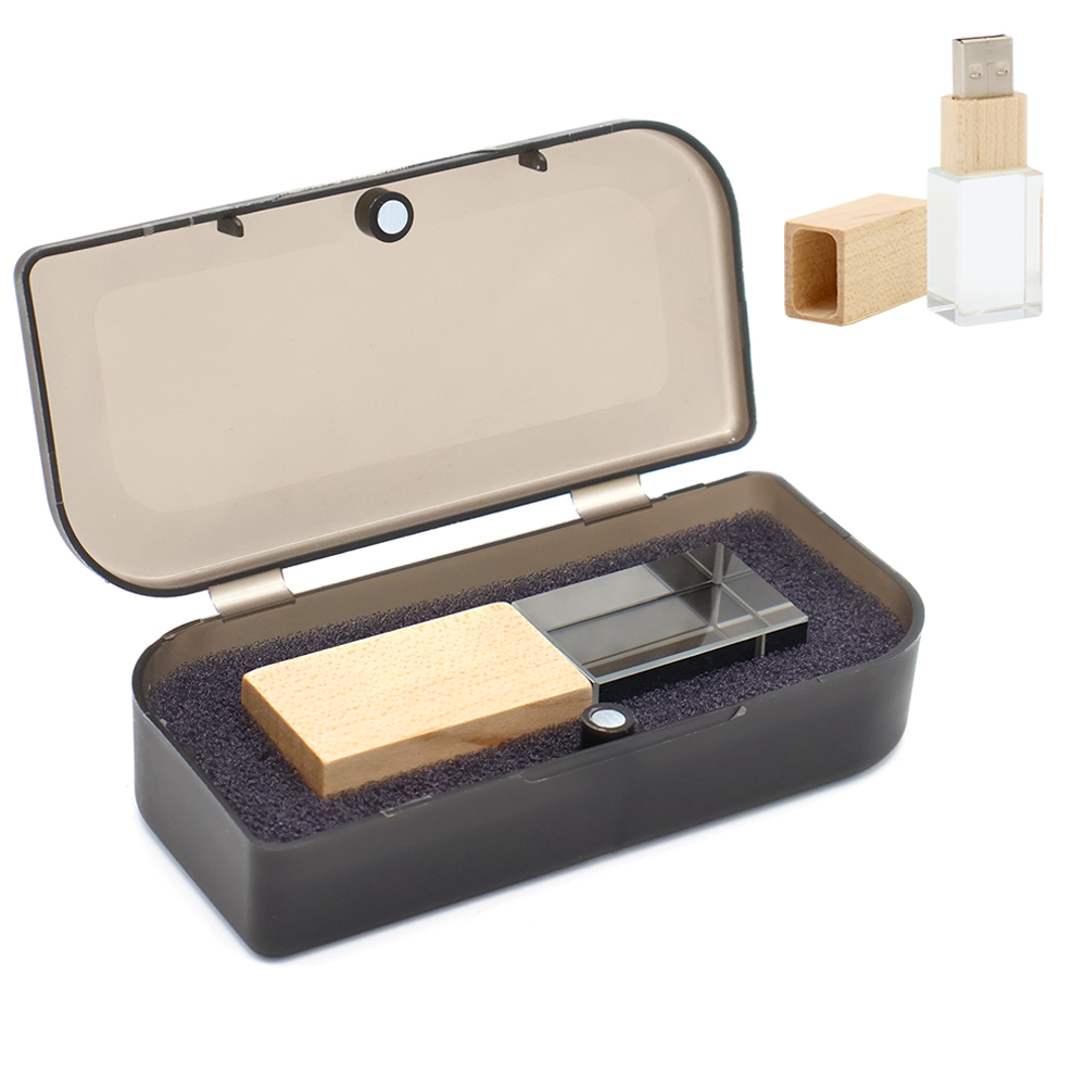 Флешка Кристал Bamboo 16 Гб в футляре, Светло-коричневый-0