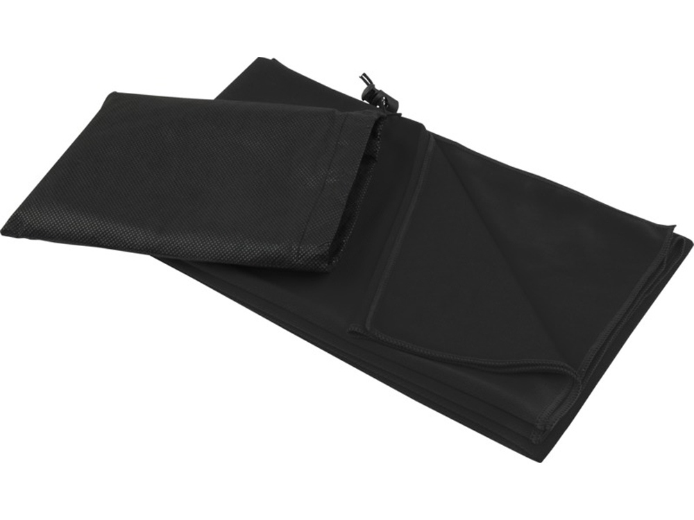 Lucas спортивное полотенце из переработанного полиэстера 70х140 см - сплошной черный-0