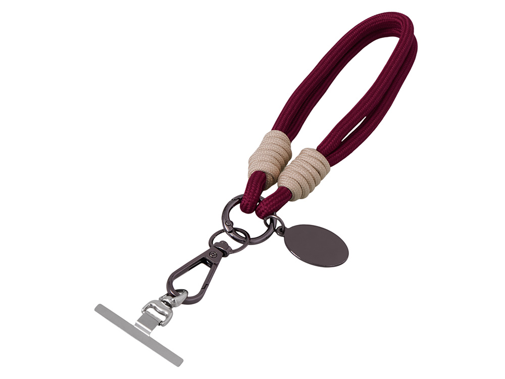 Брелок-браслет Bohemian c металлическим держателем для телефона, бургунди-0