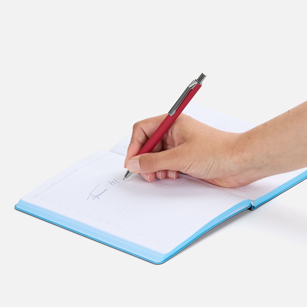 Ручка шариковая Lobby Soft Touch Chrome, красная-2