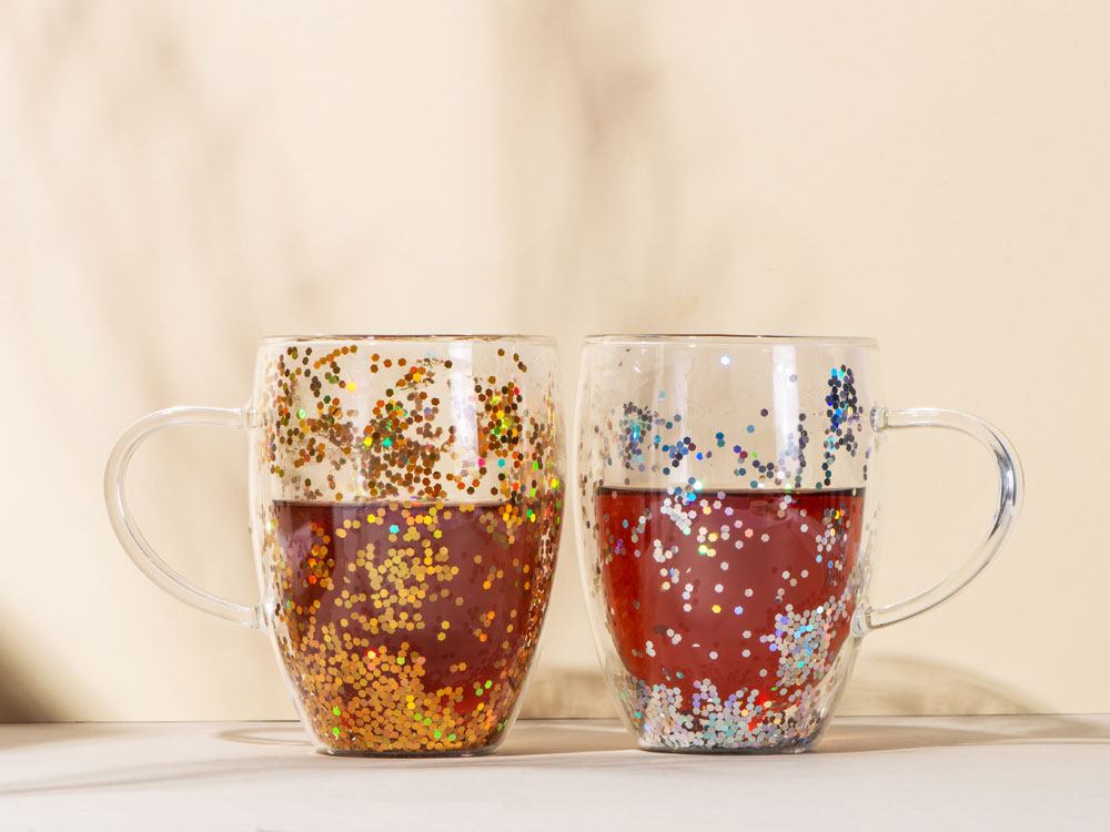 Кружка с двойными стенками с блестками, 360 мл, серебристый-5