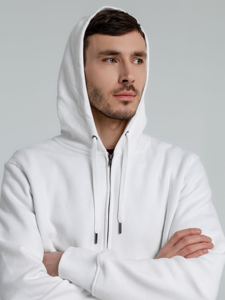 Толстовка на молнии с капюшоном унисекс King, белая-6