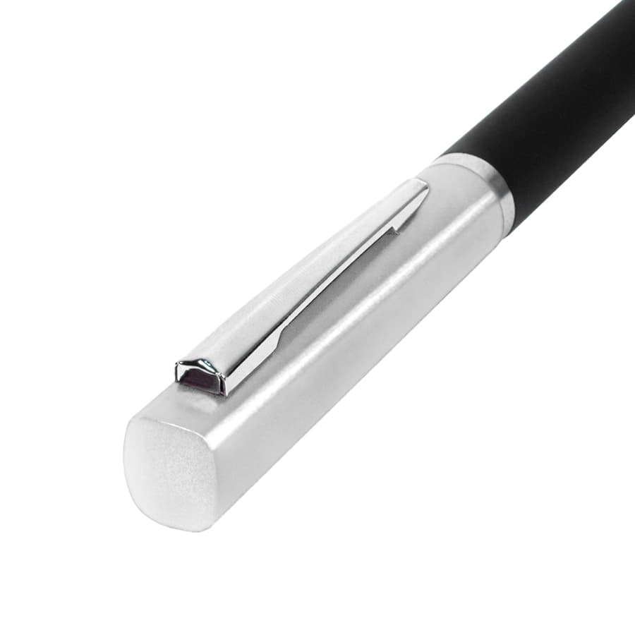 Ручка шариковая M1, пластик, металл, покрытие soft touch, серебристый, черный-1