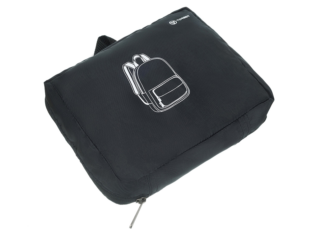 Рюкзак складной TORBER, черный, полиэстер, 49x33x12 см-4