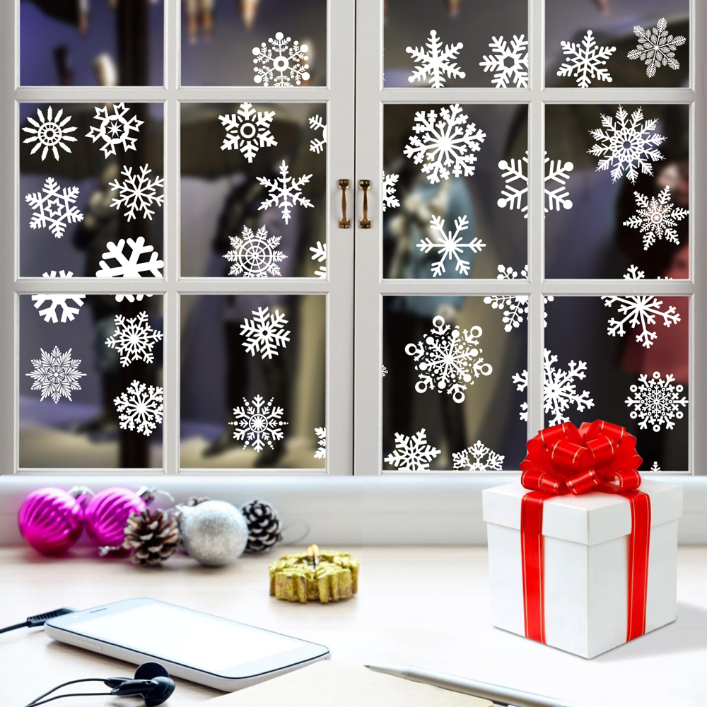 Самоклеящаяся наклейка (снежинки  2 шт. в рулоне), Мультиколор-0