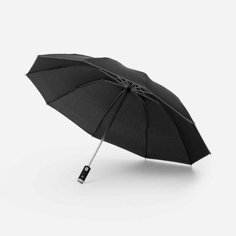 Зонт обратного сложения Norsken с фонариком, черный-0