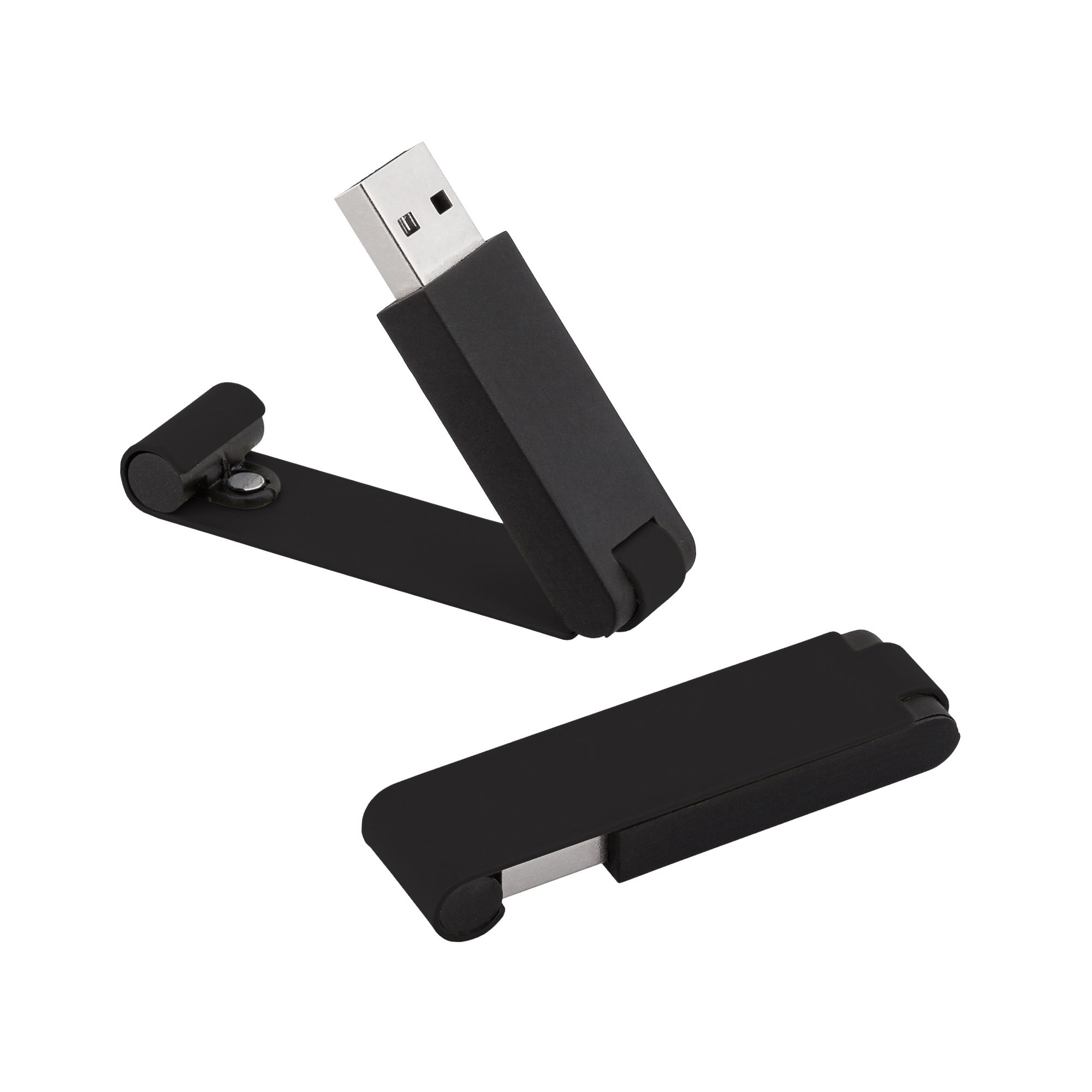 Флеш-карта "Case", объем памяти 16GB, черный/золото, покрытие soft touch-1