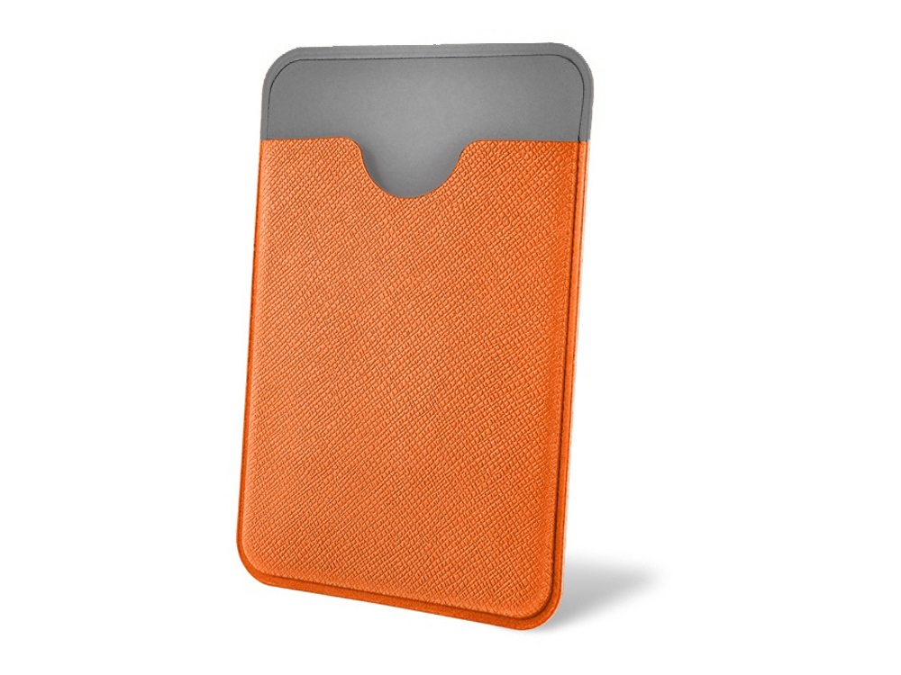 Чехол-картхолдер Favor на клеевой основе на телефон для пластиковых карт и и карт доступа, оранжевый-0